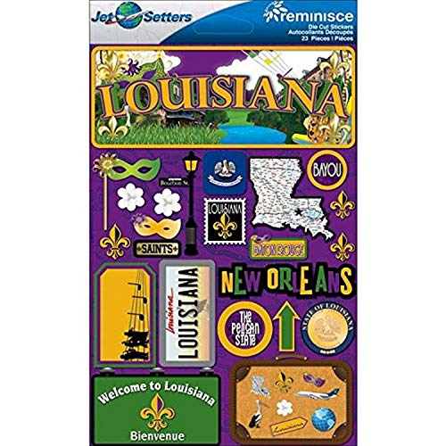 Jet Setters Louisiana 3D Scrapbook Stickers - Premium Quality