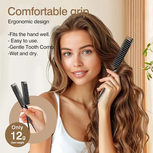 Zoolinn 3-Row Rat Tail Styling Comb Set - 4PCS Hair Detangling & Sectioning