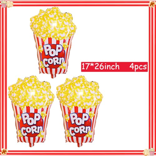 Popcorn Balloons Set - 6 Pcs Movie Night Party Decorations