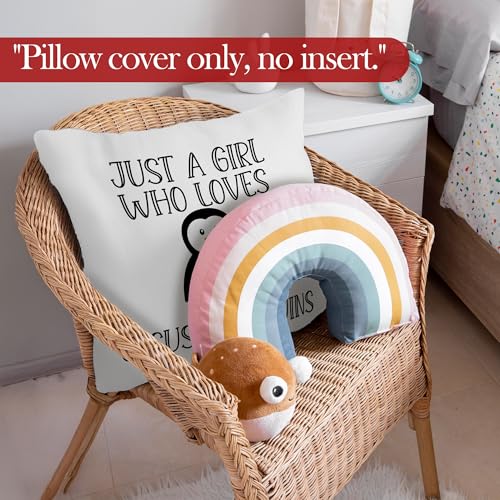 Girls Penguins Christian Throw Pillow Covers 18x18 - Soft Polyester Cushion for Home Decor