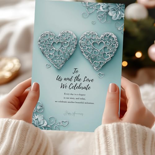 Elegant Silver Hearts Anniversary Card for Couples