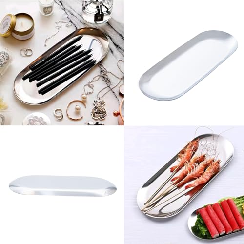Pocoxll 12" Stainless Steel Oval Serving Tray - Decorative Vanity Platter
