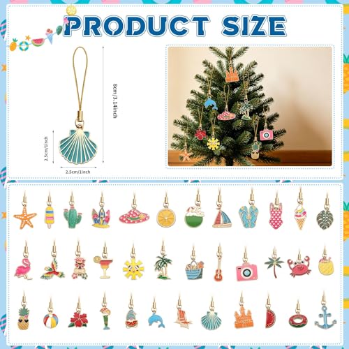 AUGSUN 36-Piece Beach Style Summer Ornaments for Small Christmas Trees