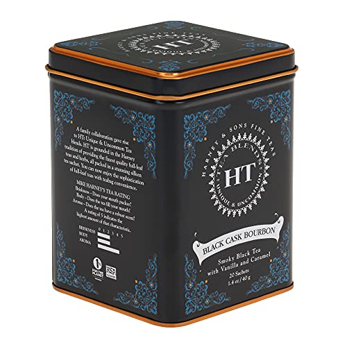 Harney & Sons Black Cask Bourbon Black Tea - 20 Pyramid Sachets in Tin