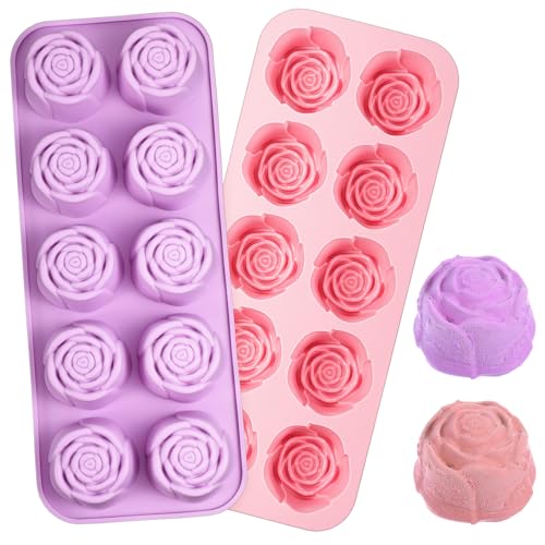 2-Pack Silicone Rose Candy and Chocolate Molds, 20-Cavity Flower Bakeware