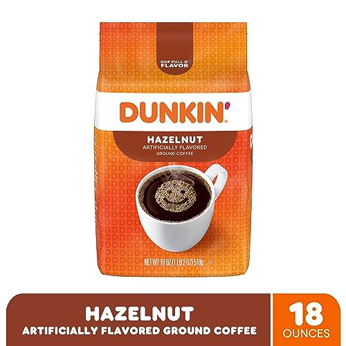Dunkin' Hazelnut Flavored Ground Coffee, 18 Ounce (Pack of 2)