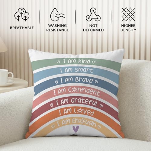 Boho Rainbow Throw Pillow Covers 18x18 (Set of 2) - Kids Room Decor