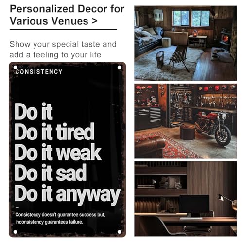 Do It Anyway Vintage Metal Sign | Motivational Wall Art for Gym & Office, 12x8 Inch