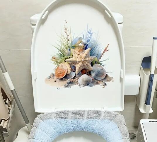 Floral Toilet Seat Sticker Decals - Waterproof Bathroom Decor