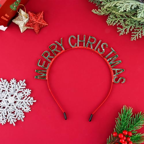 COCIDE Crystal Christmas Headband Red Green Rhinestone Hair Accessory
