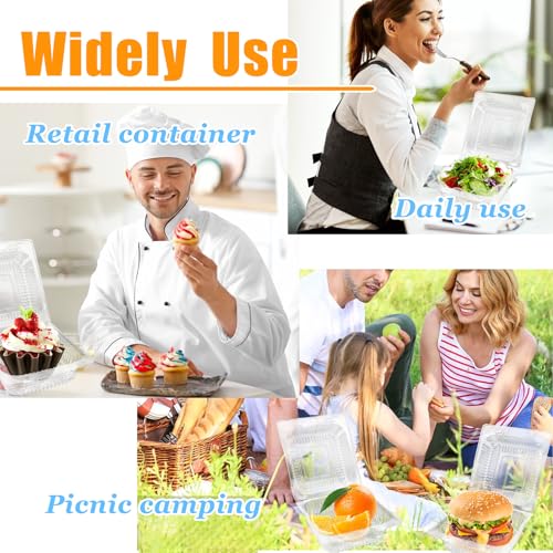 50 Pack Clear Plastic Clamshell Food Containers, Hinged Takeout Trays