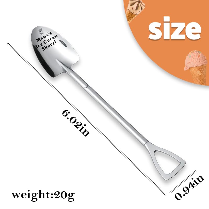 Borhmty Engraved Stainless Steel Ice Cream Spoon Gift for Mom