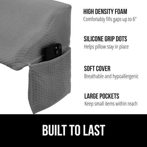 Gorilla Grip Ironing Board Cover - Elastic Edge 15x54 Silver | King Gray Headboard Gap Pillow Bundle