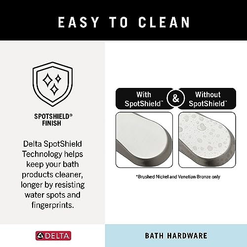 Delta Arvo (1-Pack) Hand Towel Holder SpotShield Brushed Nickel Towel Racks for Bathroom Wall Square Towel Ring Holder for Bath Towel Hanger for Kitchen, Bathroom Accessories ARV46-DN