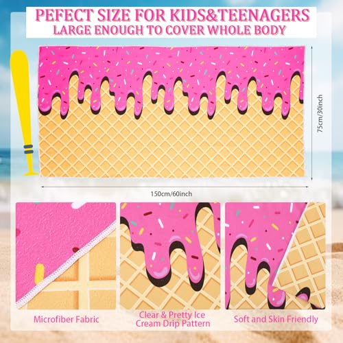 Peryiter Ice Cream Drip Beach Towel - 30 x 60 Inch Microfiber
