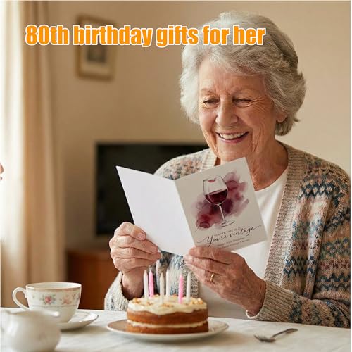 Funny Vintage Wine 80th Birthday Card for Women | 5x7 with Envelope