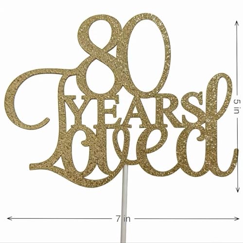 80th Birthday Cake Topper - Pink Glitter Celebration Decor