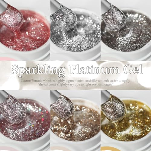 Platinum Silver Glitter Gel Nail Polish 5g Reflective Manicure