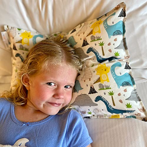 ALVABABY Toddler Cotton Pillowcases 13x18 & 12x16 Inches Dinosaur & Arrows Design, Pack of 2