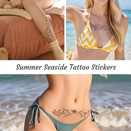 Floral Temporary Tattoos 10 Sheets Waterproof Fake Body Art