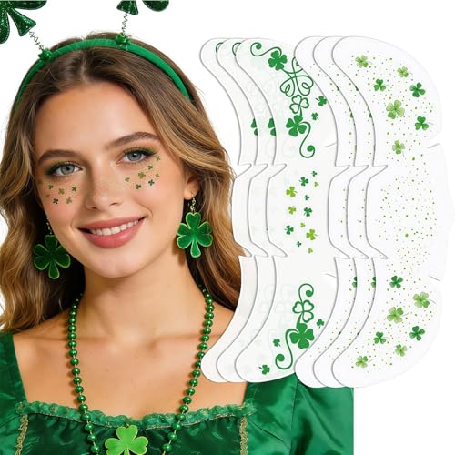 St. Patrick’s Day Shamrock Glitter Freckle Temporary Tattoos 6 Sheets