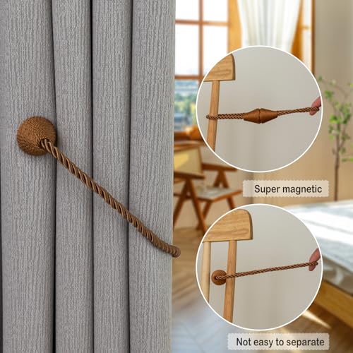 Magnetic Curtain Tiebacks - 2 Pack Khaki Decorative Holdbacks