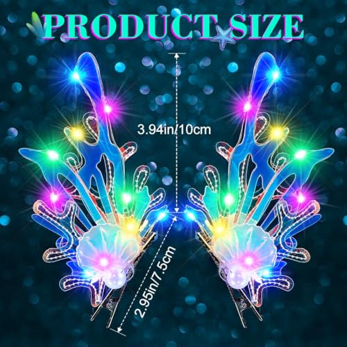 JEAIRTS LED Light Up Mermaid Shell Hair Clips for Women