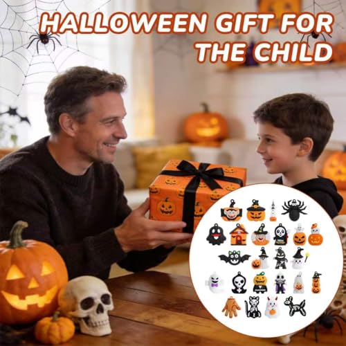 24Pcs Halloween Mini Figurines Set - Spooky Ghosts, Pumpkins & Skeletons