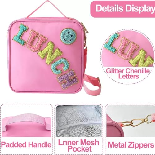 Purple Insulated Lunch Bag with Adjustable Strap - Reusable & Cute for Kids