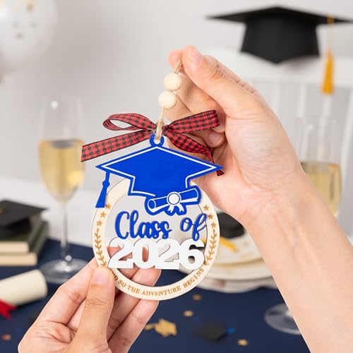 Class of 2026 Graduation Ornament - 2-Layer Wooden Cap Decor