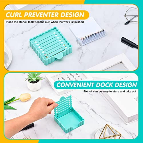 Litacimi Blue Wavy Sticky Notes Holder with Stencil - Desk Note Dispenser