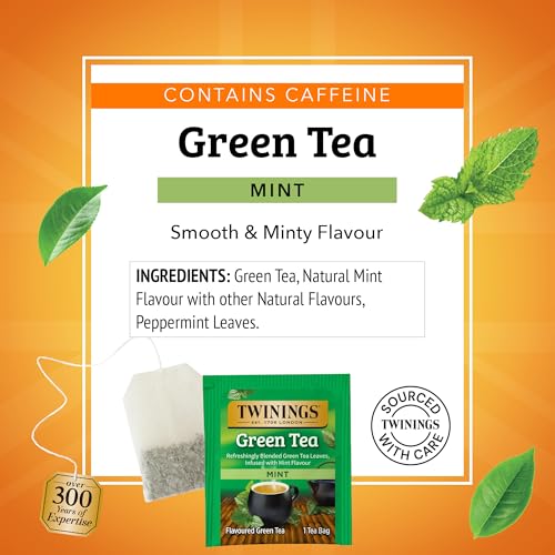 Twinings Green Tea with Mint - Caffeinated, Individually Wrapped Bags, 120 Count