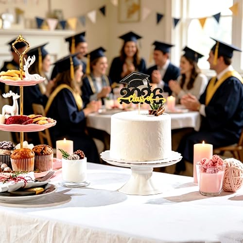 Congrats Grad 2026 Cake Topper - Glitter Graduation Decoration