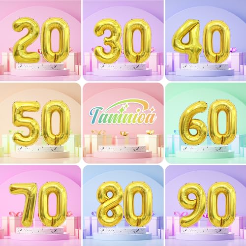 Tamnioa 40 Inch Gold Number 2 Foil Balloon for Birthday Party Decorations