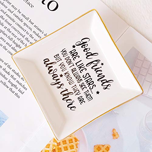 PUDDING CABIN White Ring Dish - Good Friends Are Like Stars