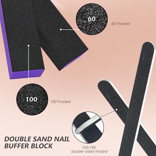 SKYPIA 4-Pack Nail File and Buffer Block Set - 100/180 Grit Manicure Kit