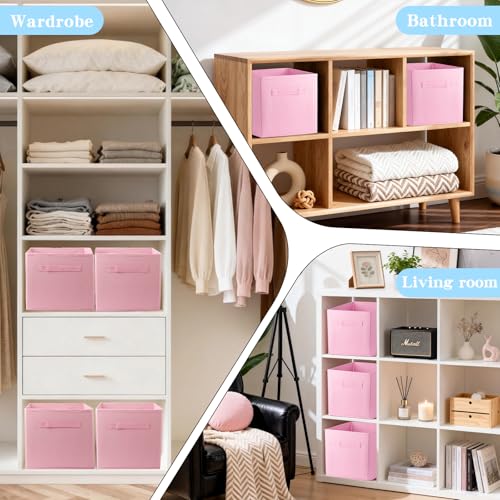 Gwaxise 10.5" Collapsible Storage Cubes - Pink Fabric Bins (2-Pack)
