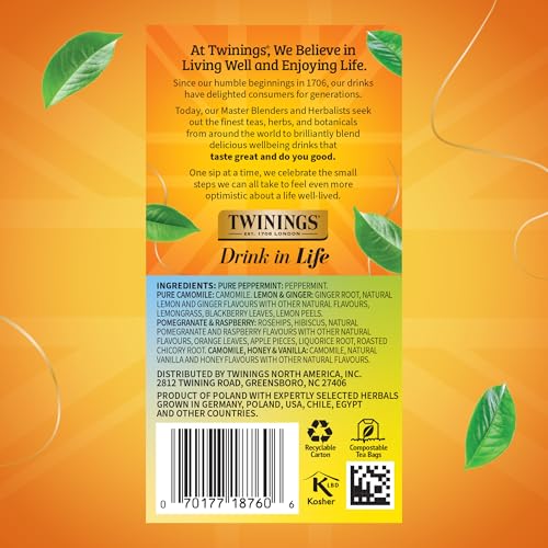 Twinings Herbal Tea Variety Pack 20 Count – 5 Flavors, Caffeine-Free, Pack of 2