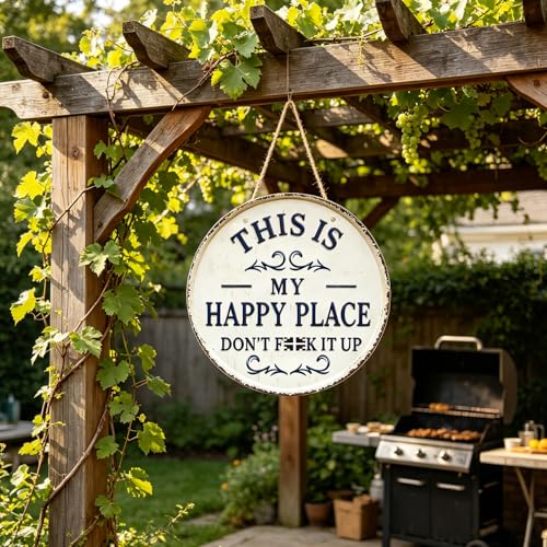 This Is My Happy Place Don'T F It Up Funny Metal Wall Art Signs