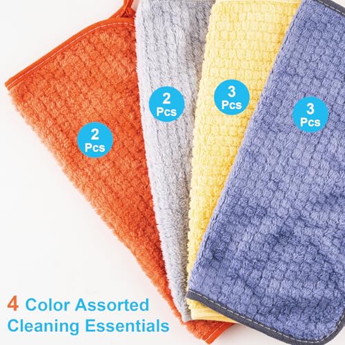 10-Pack Microfiber Cleaning Cloths - 12x12 Lint-Free Rags for Home & Car