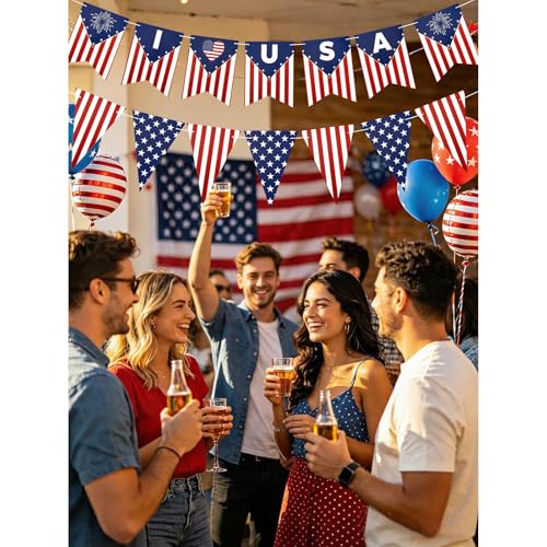 Patriotic Bunting Banner Set - 4th of July Decor | USA Flags