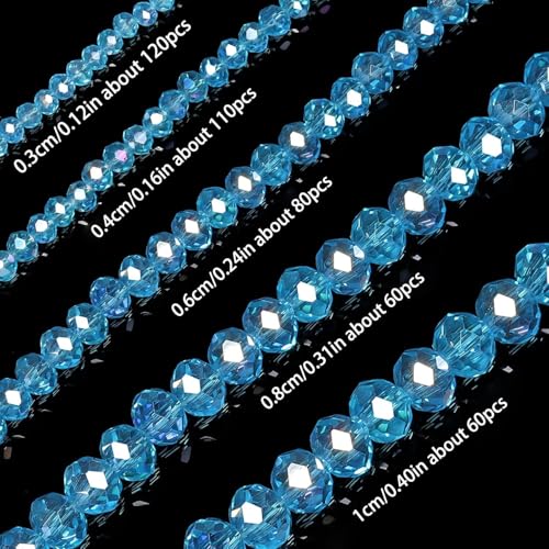 Lake Blue AB Faceted Glass Beads for Jewelry Making - 400PCS