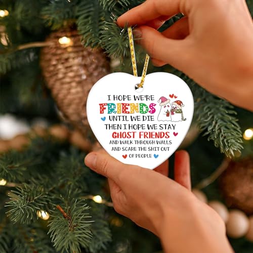 Ceramic Friendship Christmas Ornament for Besties - 3" x 3.1"