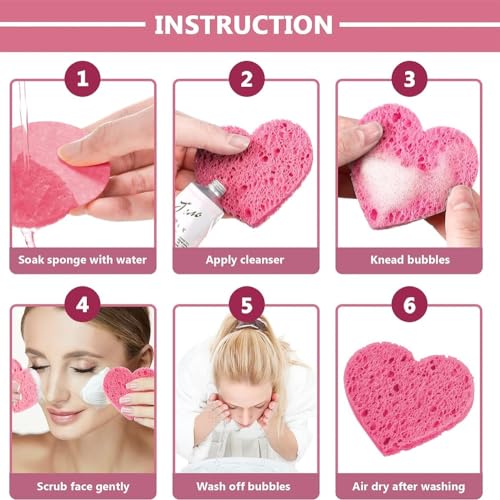 Compressed Facial Sponges 10 Pack - 100% Natural Cellulose Exfoliating Face Sponges for Makeup Removal and Cleansing