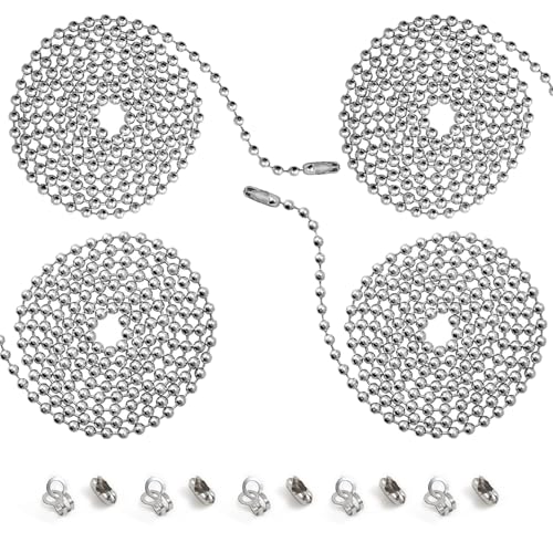 3mm Stainless Steel Ceiling Fan Pull Chain Extender Set - 40 Inch, 4 Pack