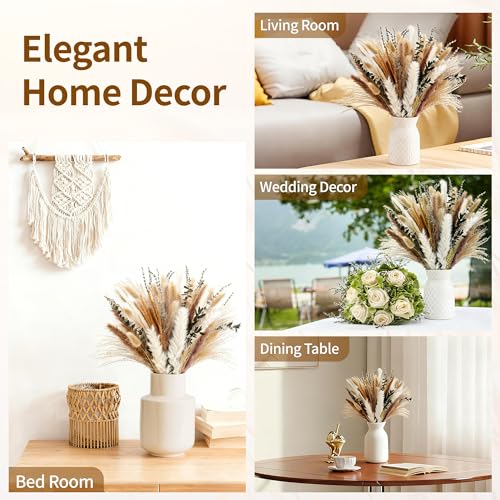 Bpole Dried Pampas Grass Bouquet - 92 Pcs (11-13 Inch) - 9 Styles