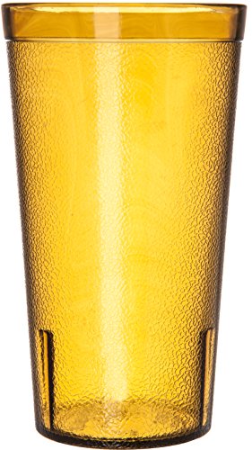 Carlisle Stackable Plastic Tumbler - 16 oz Amber, Pebbled Design