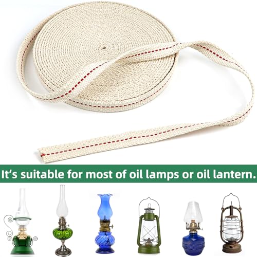 32.8ft Cotton Oil Lamp Wick - 1/2 Inch Replacement for Kerosene & Paraffin Lanterns