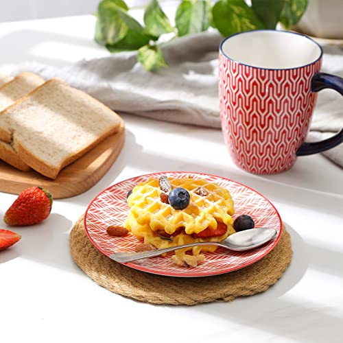 Assorted Colors Ceramic Dessert Plates Set of 6 - 6 Inch Small Snack Plates