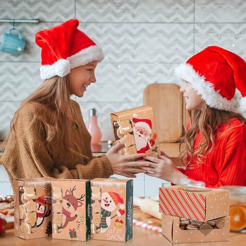 Christmas Cookie Boxes with Window Snowflake Design - 24 Pack